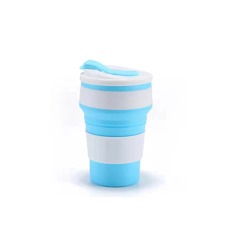 12 Oz Reusable Silicone Collapsible Cups with Lid for Camping 350ml 500ml Portable Folding Coffee Cups for Travel