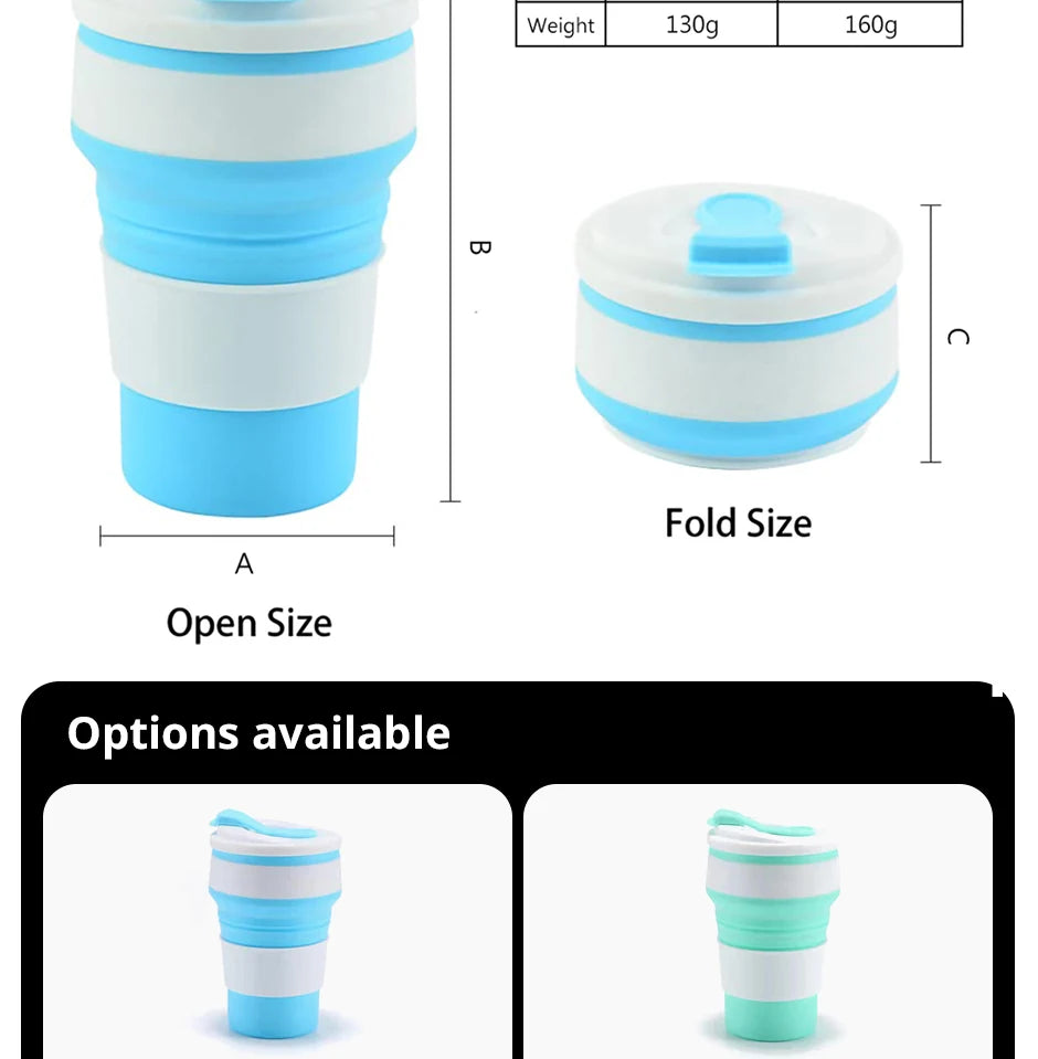 12 Oz Reusable Silicone Collapsible Cups with Lid for Camping 350ml 500ml Portable Folding Coffee Cups for Travel